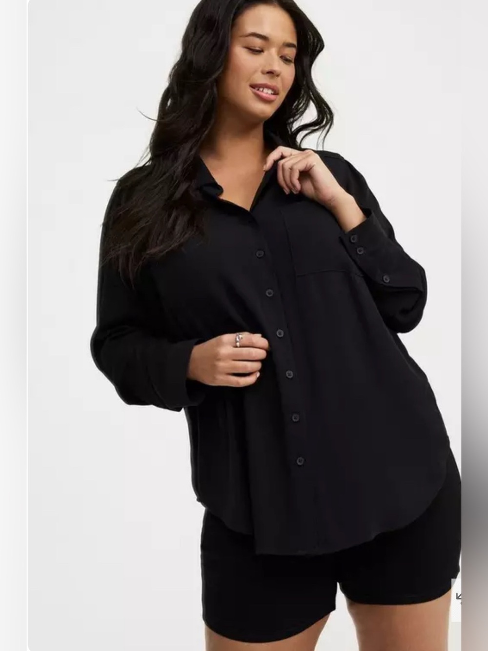 torrid Lizzie Button-Up- washable crinkle gauze fabric Long Sleeve Shirt